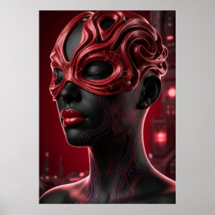Futuristic Cybernetic Woman Portrait Poster