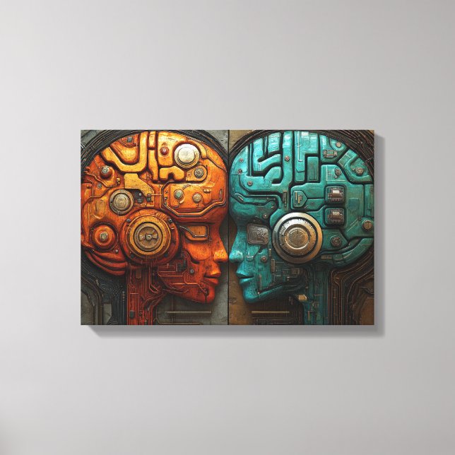 Futuristic Cyberpunk Artificial Intelligence Art Canvas Print (Front)