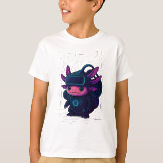 Futuristic Cyberpunk Axolotl T-shirt Sci-Fi Style