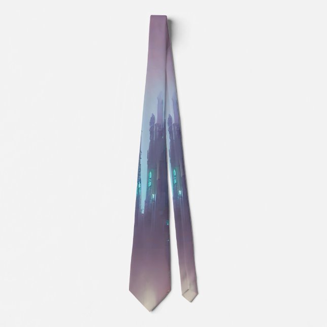 futuristic cyberpunk city tie (Front)