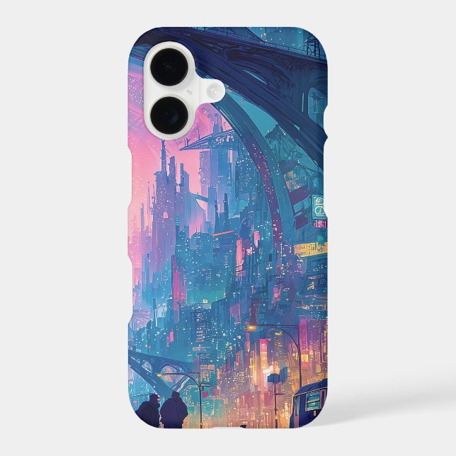 Futuristic Cyberpunk Cityscape with Glowing Arches (Back)