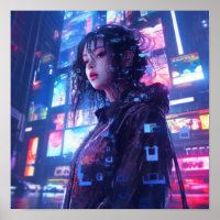 Futuristic Cyberpunk Glitched Holograms Poster | N