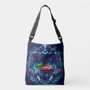 Futuristic Cyberpunk Robot Neon Food Ramen Crossbody Bag