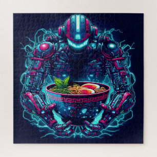 Futuristic Cyberpunk Robot Neon Food Ramen Jigsaw Puzzle