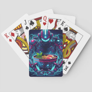 Futuristic Cyberpunk Robot Neon Food Ramen Playing Cards