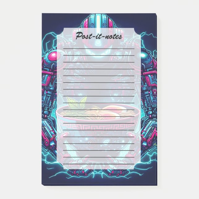 Futuristic Cyberpunk Robot Neon Food Ramen Post-it Notes (Front)