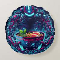 Futuristic Cyberpunk Robot Neon Food Ramen