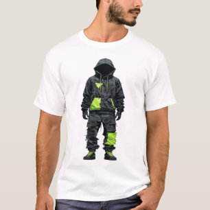 Futuristic Cyberpunk Techwear Neon Green Tactical  T-Shirt