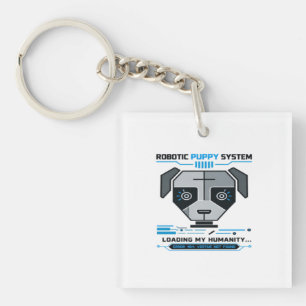 Futuristic Cyborg Robot Eyes Cybernetic Sci-Fi Key Ring