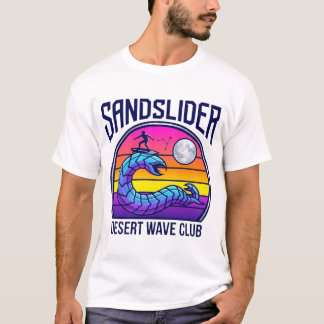 Futuristic Desert Worm Surf Club Synthwave T-Shirt