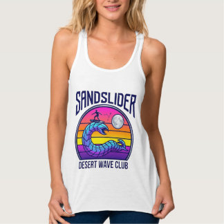 Futuristic Desert Worm Surf Club Synthwave T-Shirt Singlet