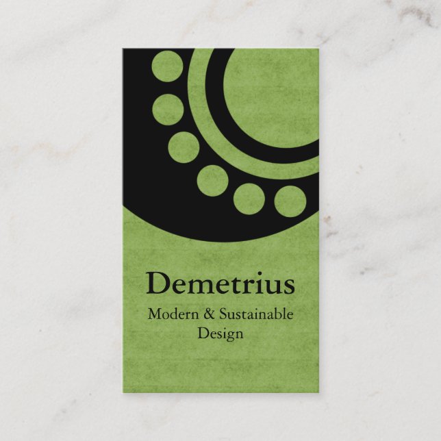 Futuristic Dimensions Business Card, Green Business Card (Front)