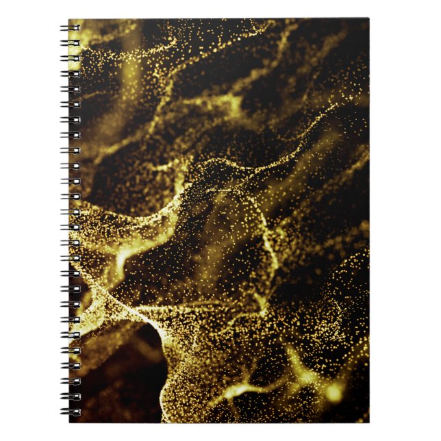 Futuristic dots pattern. Explosion of twisted wave Notebook (Front)