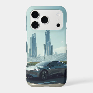 Futuristic Electric Car & Cyberpunk City Phone Cas