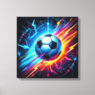 Futuristic Electric Football Soccer Ball Lightning Canvas Print