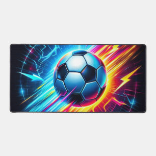 Futuristic Electric Football Soccer Ball Lightning Desk Mat