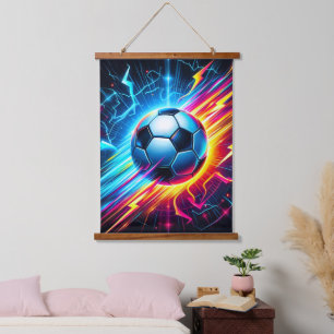 Futuristic Electric Football Soccer Ball Lightning Hanging Tapestry