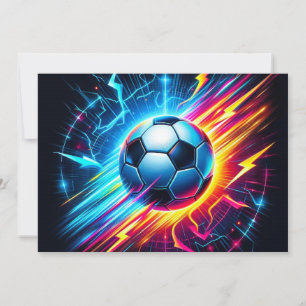 Futuristic Electric Football Soccer Ball Lightning Holiday Card
