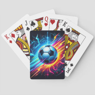 Futuristic Electric Football Soccer Ball Lightning Playing Cards