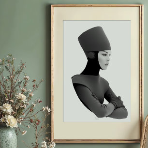 Futuristic Elegance: Monochrome Royal Portrait Poster