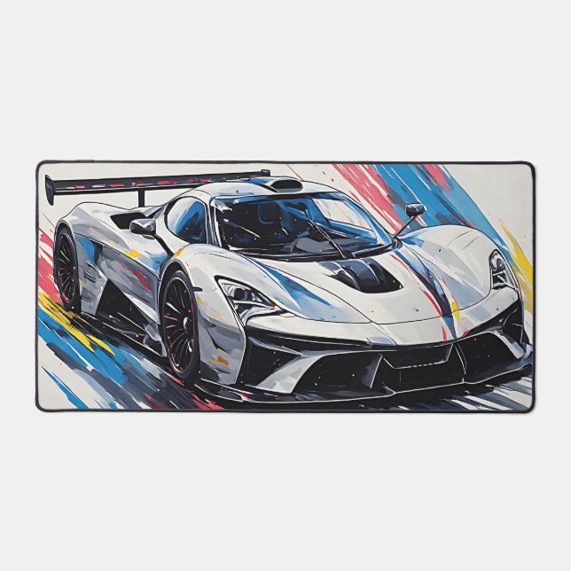 Futuristic Enthusiasts Race Car Desk Mat (Front)