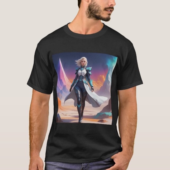 Futuristic Fantasy Art | Sci-Fi Heroine T-Shirt (Front)