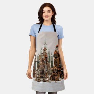 Futuristic Fantasy City Sci Fi Skyline Art Apron