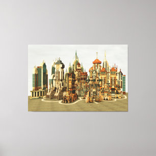 Futuristic Fantasy City Sci Fi Skyline Art Canvas Print