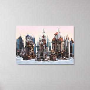 Futuristic Fantasy City Sci Fi Skyline Art Canvas Print