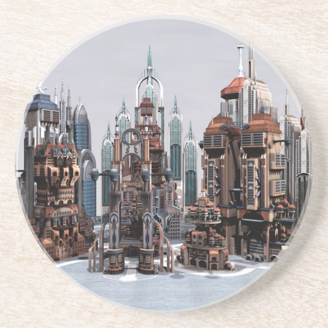 Futuristic Fantasy City Sci Fi Skyline Art Coaster (Front)