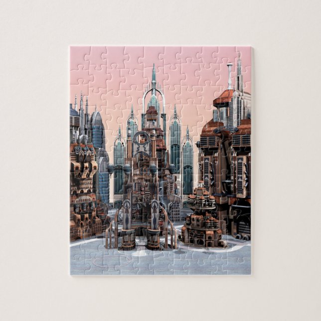 Futuristic Fantasy City Sci Fi Skyline Art Jigsaw Puzzle (Vertical)