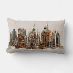 Futuristic Fantasy City Sci Fi Skyline Art Lumbar Cushion