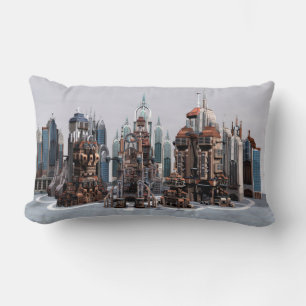 Futuristic Fantasy City Sci Fi Skyline Art Lumbar Cushion
