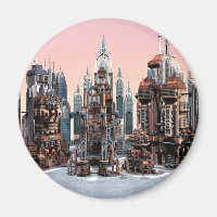 Futuristic Fantasy City Sci Fi Skyline Art