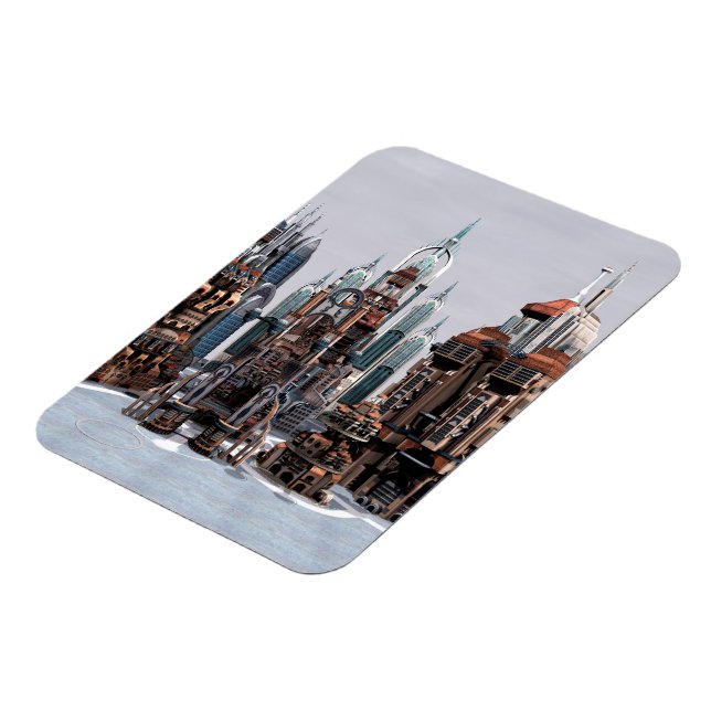 Futuristic Fantasy City Sci Fi Skyline Art Magnet (Left Side)