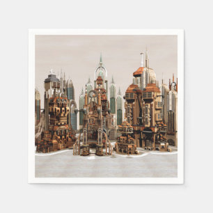 Futuristic Fantasy City Sci Fi Skyline Art Napkin