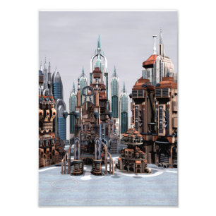 Futuristic Fantasy City Sci Fi Skyline Art Photo Print