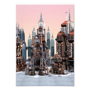 Futuristic Fantasy City Sci Fi Skyline Art Photo Print