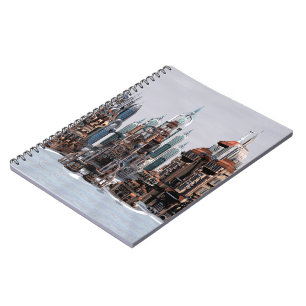 Futuristic Fantasy City Sci Fi Skyline Art Spiral Notebook