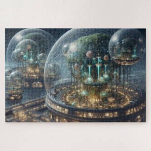 Futuristic Fantasy Plant Bio Domes Jigsaw Puzzle