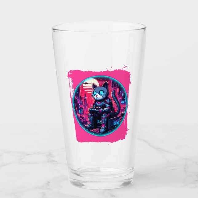 Futuristic Feline Tech Glass (Front)