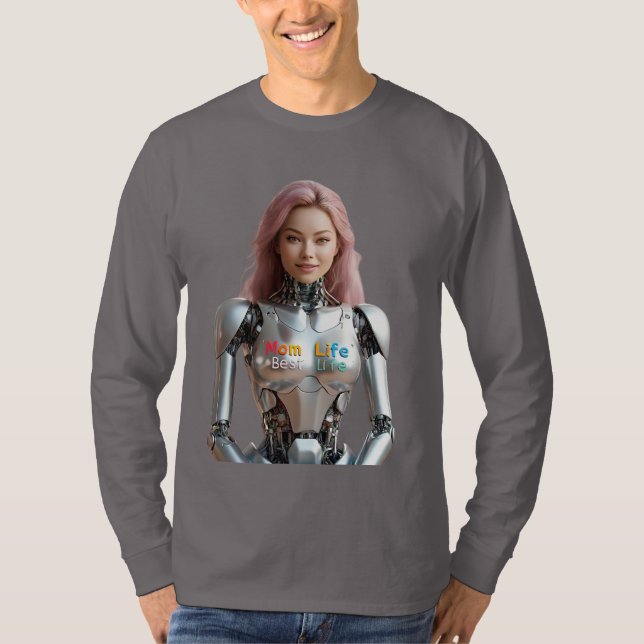 Futuristic Female Robot Mum T-Shirt (Front)