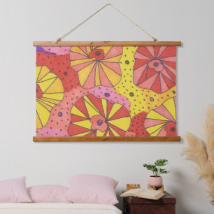 Futuristic Floral Garden Abstract  Hanging Tapestry