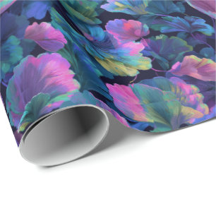 Futuristic Floral Graffiti Pattern Spray Painting Wrapping Paper