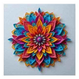 Futuristic Floral Mandala Poster