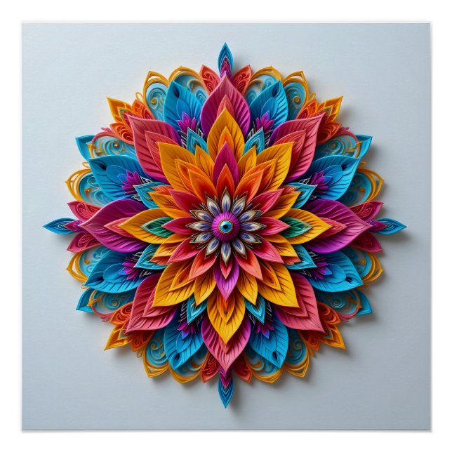 Futuristic Floral Mandala Poster (Front)