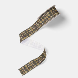 Futuristic floral pattern design grosgrain ribbon