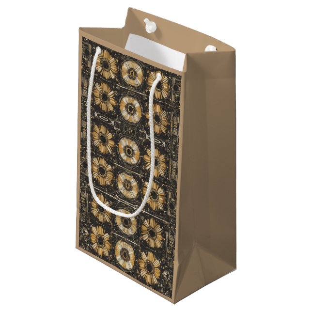 Futuristic floral pattern design small gift bag (Front Angled)