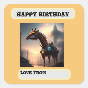Futuristic Giraffe Robot, Congratulations Square Sticker