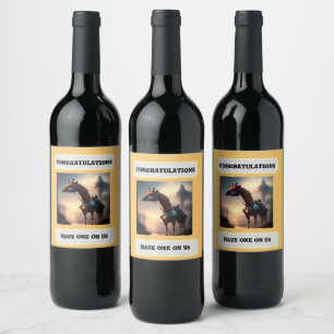 Futuristic Giraffe Robot, Congratulations Wine Label